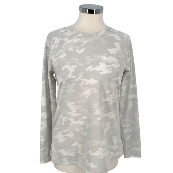 Spanx Better Base Crew Womens Long Sleeve Camo Print Top Size Large - Picture 1 of 9